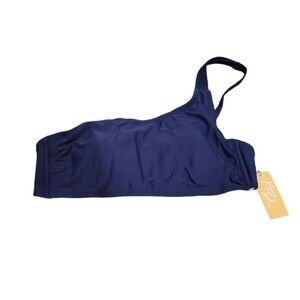 Kona Sol One Shoulder Navy Blue Bikini Top Size Large NWT Swim